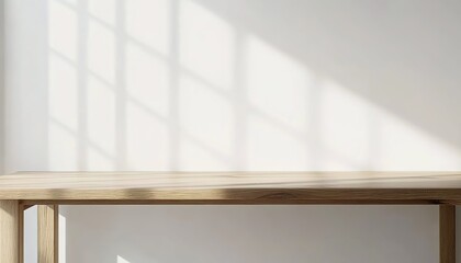 Fototapeta premium Empty wooden table, oak table, close-up shot