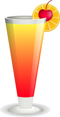 Tequila sunrise cocktail. Isolated vector illustration.
