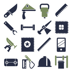Vector flat icon set of different tools and equipment