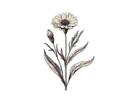 flower drawing, black and white botanical art clip art preview