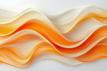 Obraz premium Elegant orange and ivory wavy textile texture in soft light.