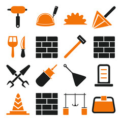 Construction tool set icon illustrations for web design needs
