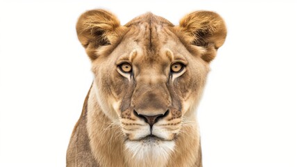 Obraz premium Lioness on a white background. Cat family. Wildlife. Predatory animal. Mammals. 