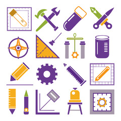 Illustration of engineering and design tools set in tiles