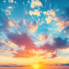 Obraz premium Vibrant sunset sky with colorful clouds