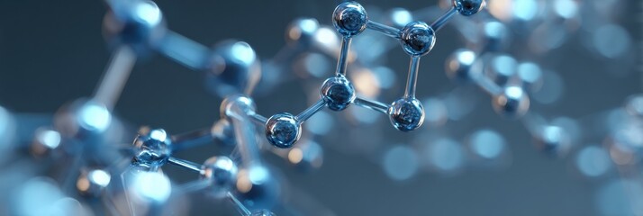 Molecular Structure Model Illuminated in Soft Blue Light Showcasing Intricate Details of Atomic Connections and Arrangements
