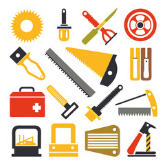 Collection of colorful repair and building tools illustration
