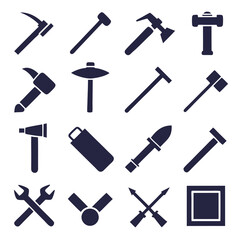 Assorted vector icon set of construction tools and implements