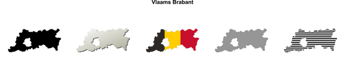 Vlaams Brabant province outline map set