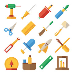 Flat design tools illustration set for decoration and crafting