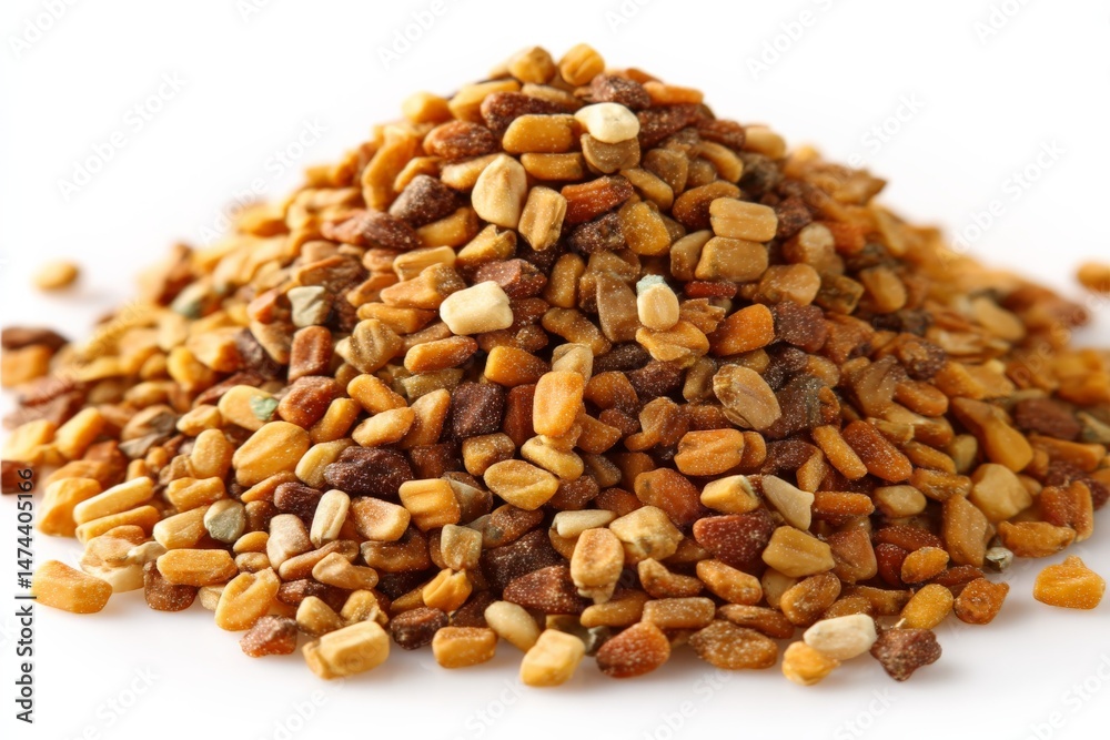 Poster colorful blend of grains and seeds displayed on a white background