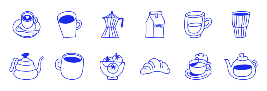 Vector logo design template and graphic elements for advertising, branding, posters and banners, funny cartoon illustrations, prints and stickers, brunch cafe , bakery and coffee shops concepts