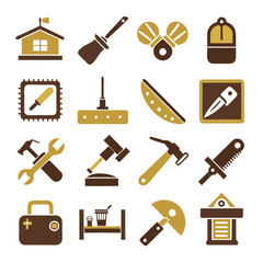 Iconic construction and repair tools in flat design illustration