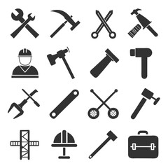 Construction and building tools icons set vector illustration design