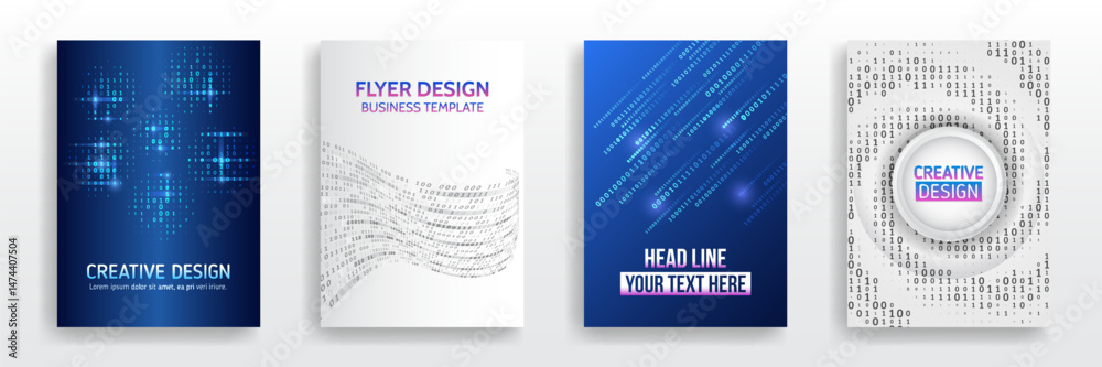 Leinwandbilder blue futuristic designs with glowing ones and zeros. suitable for cybersecurity, programming topics.