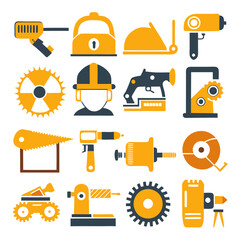 Flat Design Icons of Tools and Hardware Devices