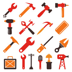 Obraz premium Collection of vector illustrated tools on a clean white background