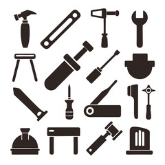 Silhouette image showing different types of repair tools.