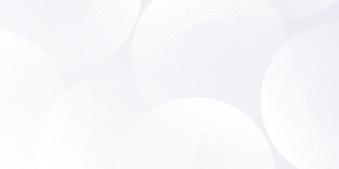 Modern white background with white circle lines. Digital future technology concept background simple abstract modern