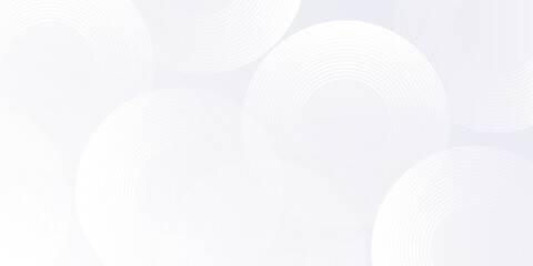 Modern white background with white circle lines. Digital future technology concept background simple abstract