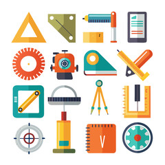 Flat design vector construction tools and equipment icon set