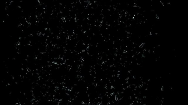 glass explosion break into debris alpha channel animation, broken window and mirror shatter effect motion design element