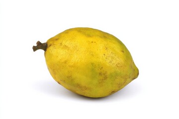 Single ripe lemon isolated on white background.