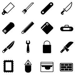 Collection of Black and White Silhouette Tools and Items