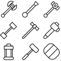 Outline icons of tools for construction and renovation work