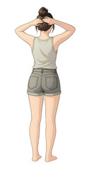 A soft and elegant set of 5 anime-style line illustrations featuring women seen from behind in quiet, introspective moments. Each piece captures subtle emotions through clean linework, pastel tones, a