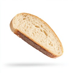 Slice of Sourdough Bread Floating on White Background Studio Shot Close Up Food Photography