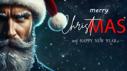 Beautiful Christmas poster with Santa Claus, Happy New Year.