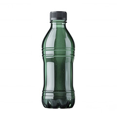 Green plastic water bottle mockup for branding and product presentation on transparent background