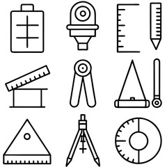 Architectural tools in black outline: a blueprint for success