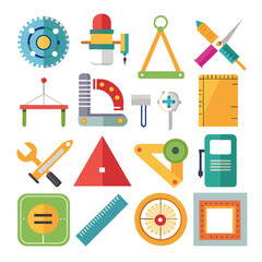Set of different tools and instruments vector illustration