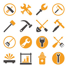 Set of flat vector icons for various hardware tools