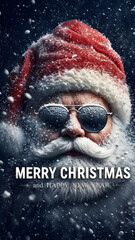 Christmas festival postcard with Santa Claus, Happy New Year in December.