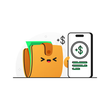 Flat illustration of a wallet successfully transferring money