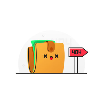 Cartoon Wallet with 404 Error Illustration