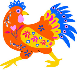 Traditional Mexican Alebrije Rooster. A Fantasy Creature