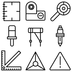 Vector Icon Set Featuring Diverse Engineering and Construction Tools