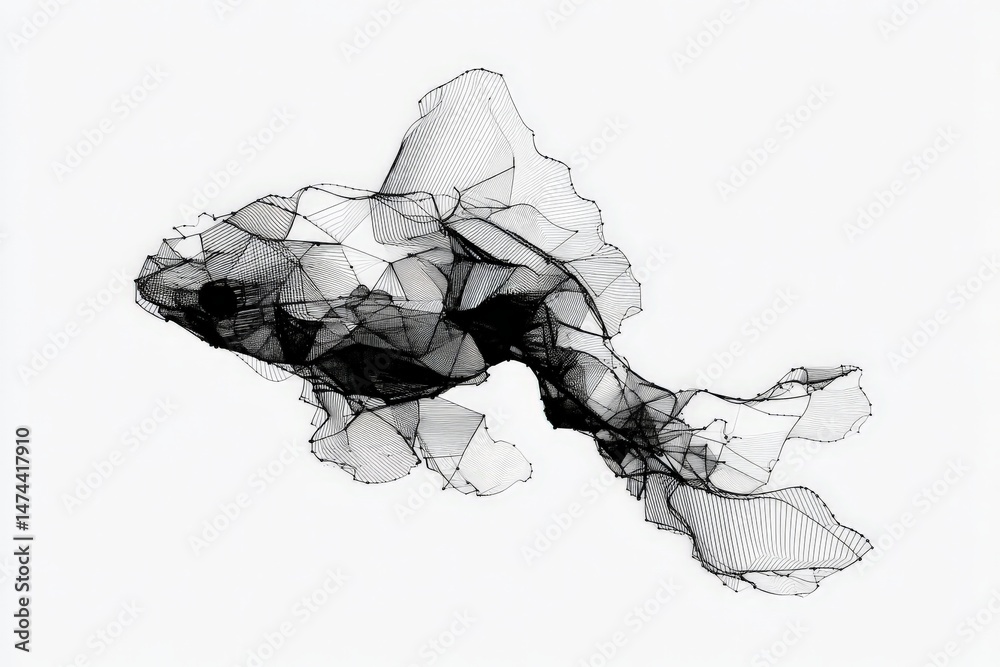 Aufkleber abstract representation of a fish illustrated with intricate line designs against a white background