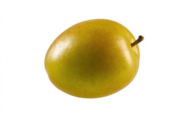 A single, ripe yellow plum isolated on a white background.