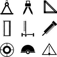 Engineering and construction black and white icon elements illustration
