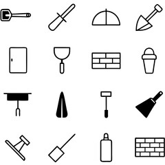 Fototapeta premium Hand Drawn Construction Tools Icons on a White Background