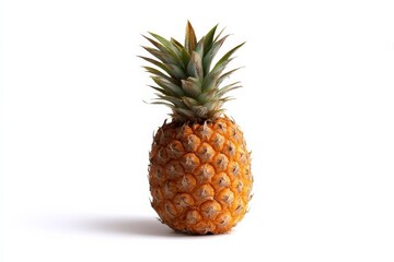 A single ripe pineapple on a white background.