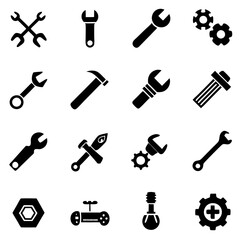 Black and white vector set of work tools icons