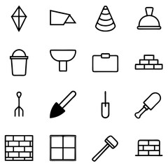 Obraz premium Construction and building tools icons set line art style