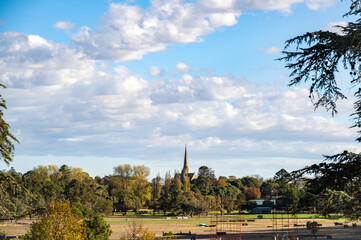 Fototapeta premium Small town charm - autumn morning in a countryside town, Terang, Victoria, Australia