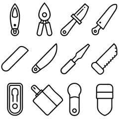 Outline illustration tools set for work construction concept